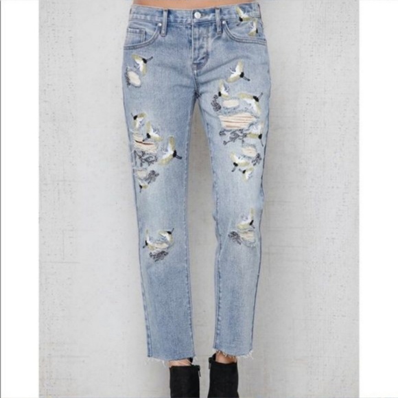 PacSun Denim - PacSun Distressed Embroidered Raw Hem Button fly
